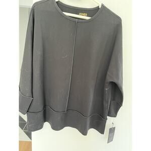 Jones New York Petite XL Tunic Top 3/4-Sleeve Black Oversized Stretchy NWT